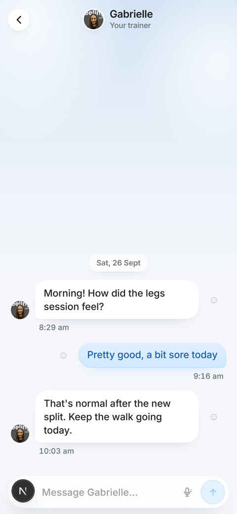 Trainer chat after