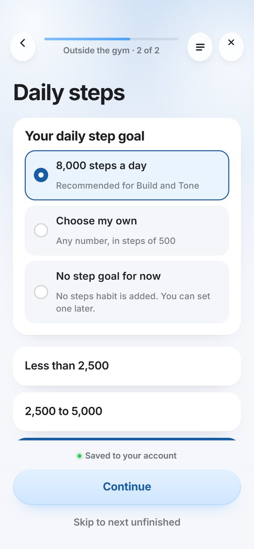 Step goal suggested from the goal