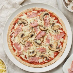 Ham and Mushroom Wrap Pizza