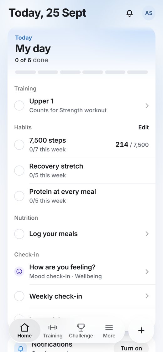 One workout on Home