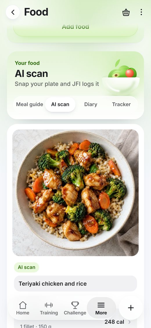 Every food found, editable