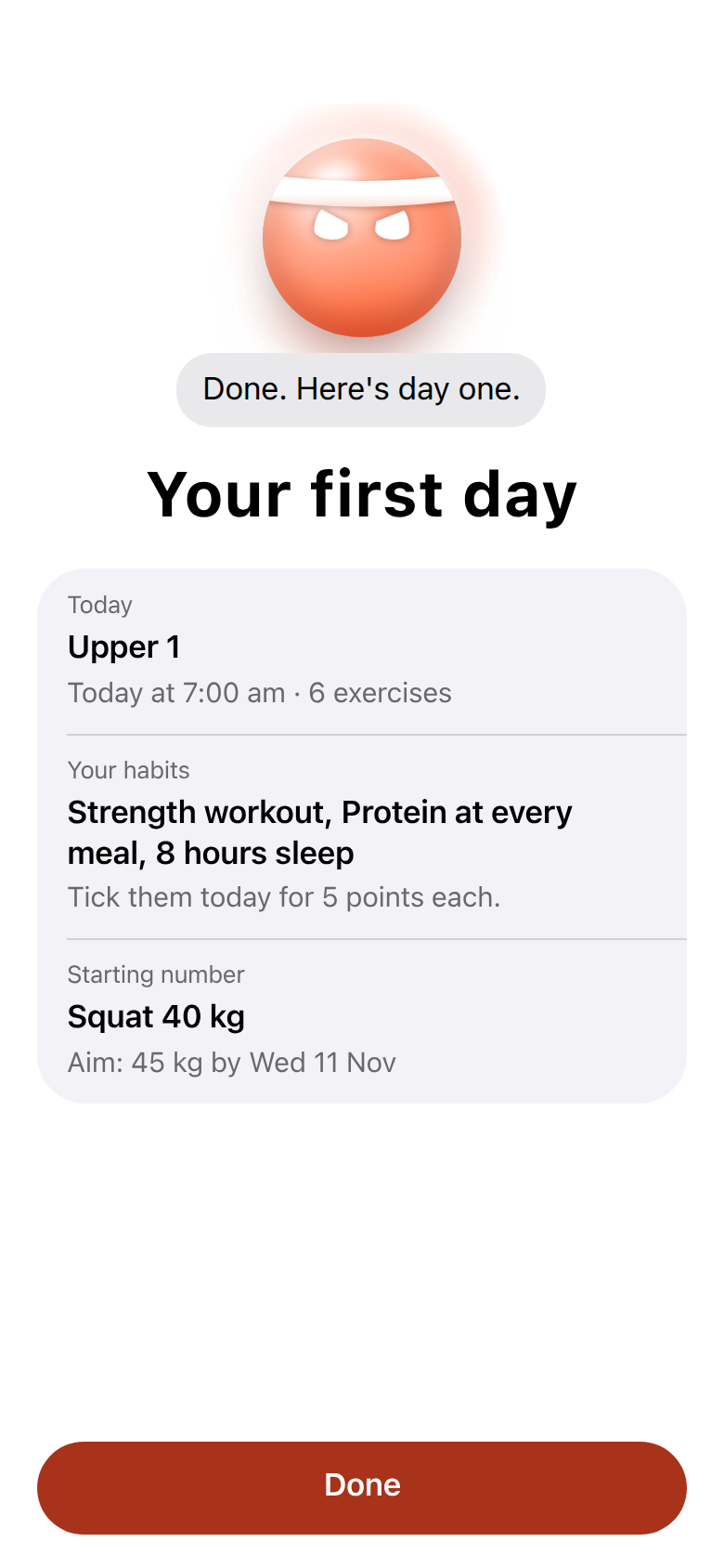 Your first day summary
